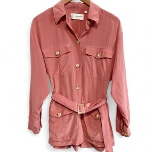 Liz Claiborne Silk Rose Button-Down with Belt